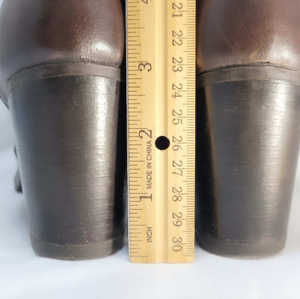 Aldo Tall Heeled Riding Boots Leather Zip 9.5 - Picture 7 of 12